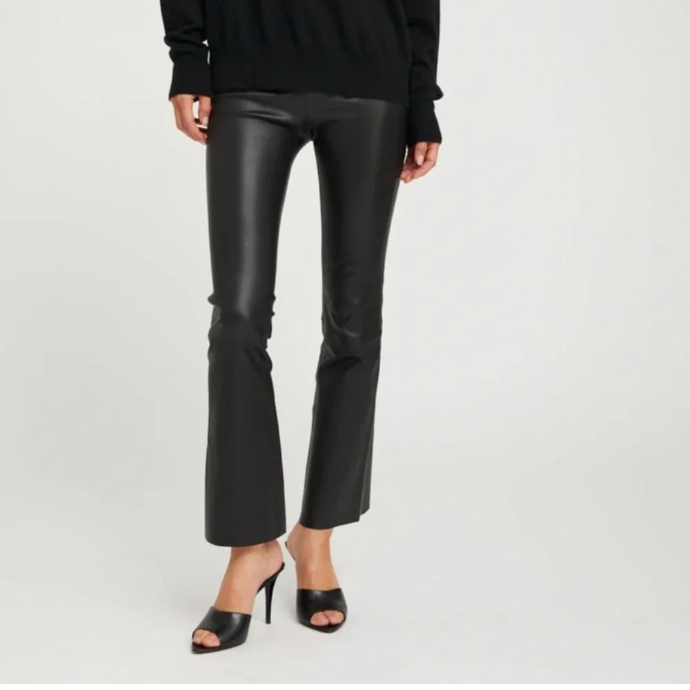 SPRWMN BLACK LEATHER ANKLE FLARE - Picture 1 of 11